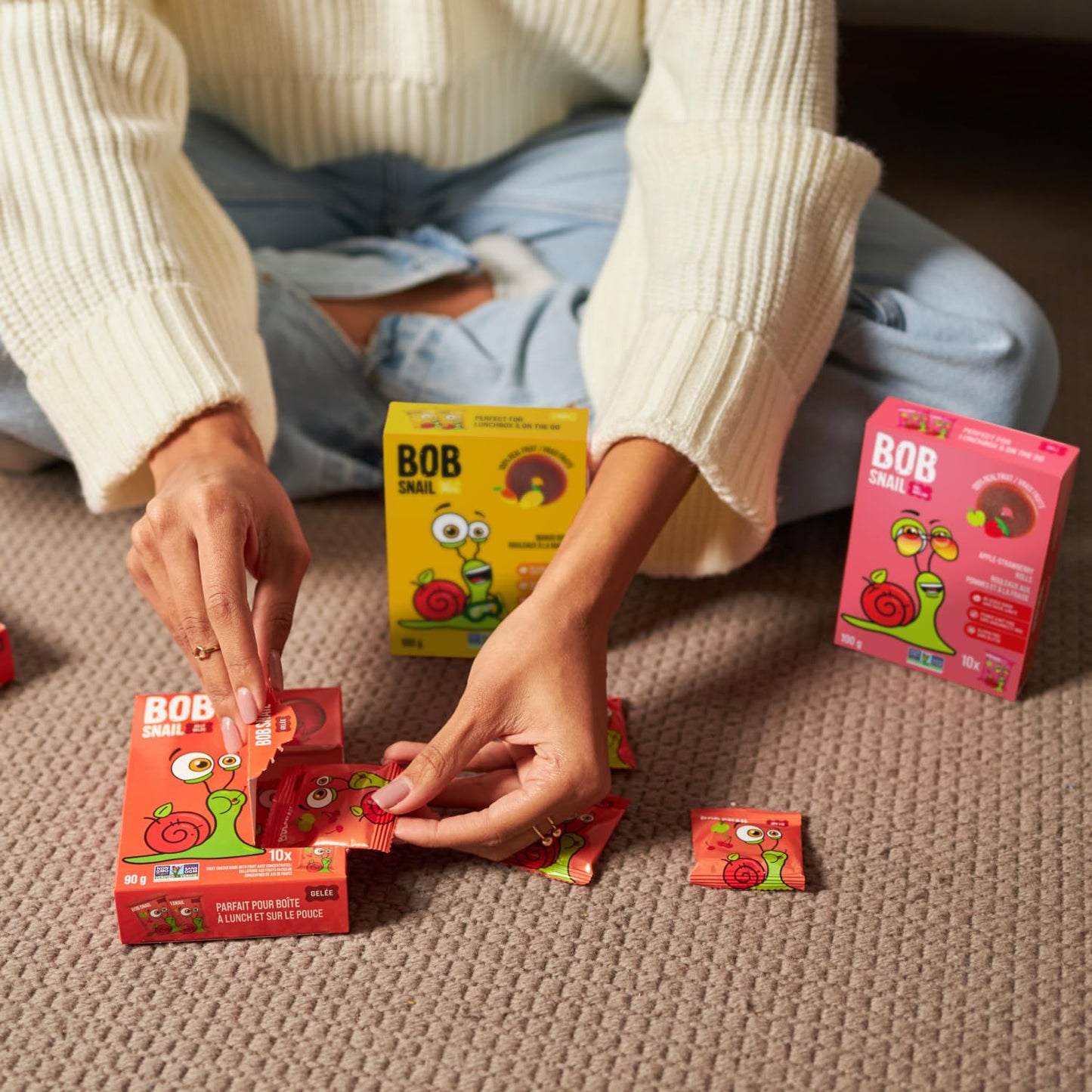 Bob Snail Healthy Snacks Mix Family Pack - Fruit Rolls with Mango & Strawberry, Jelly with Cherry, Candy box Fruit Snacks, All Natural Healthy Snacks for kids, No Added Sugar sour Candy, 80 pcs Pack / 800 gram candy bulk