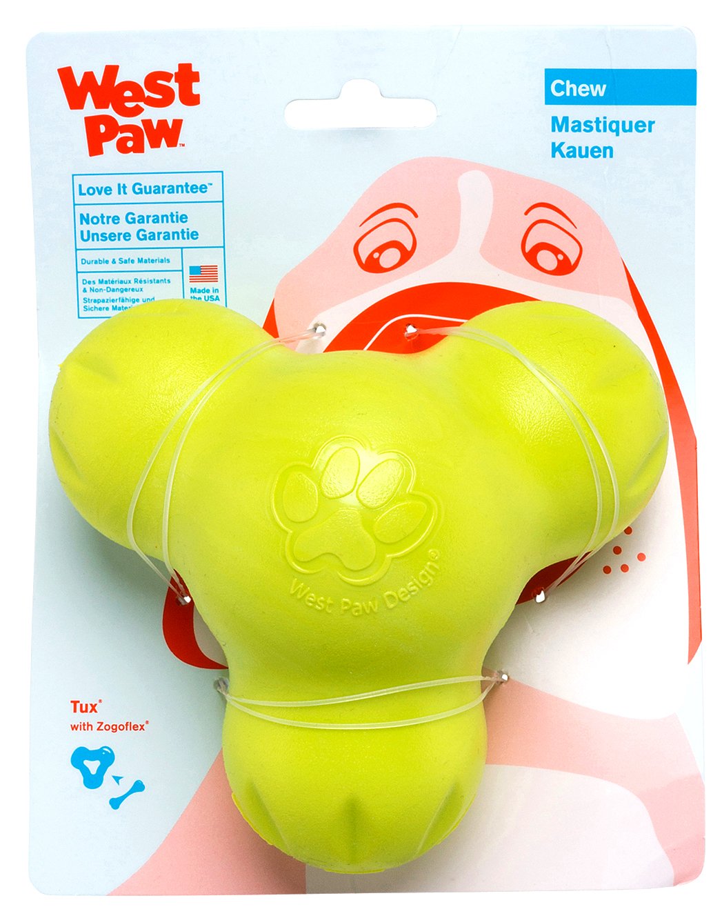 West Paw Zogoflex Tux Interactive Treat Dispensing Dog Chew Toy for Aggressive Chewers, 100% Guaranteed Tough, It Floats!, Made in USA, Small, Aqua