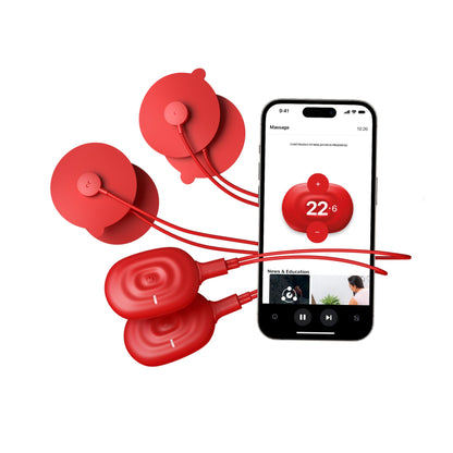 Therabody PowerDot 2.0 Duo - Stim TENS Unit for Pain Relief - Bluetooth Electrical Muscle Stimulation Device, 2 Smart Wireless NMES & TENS Pods for Muscle Pain, PMS and Menstrual Period Cramps - Red