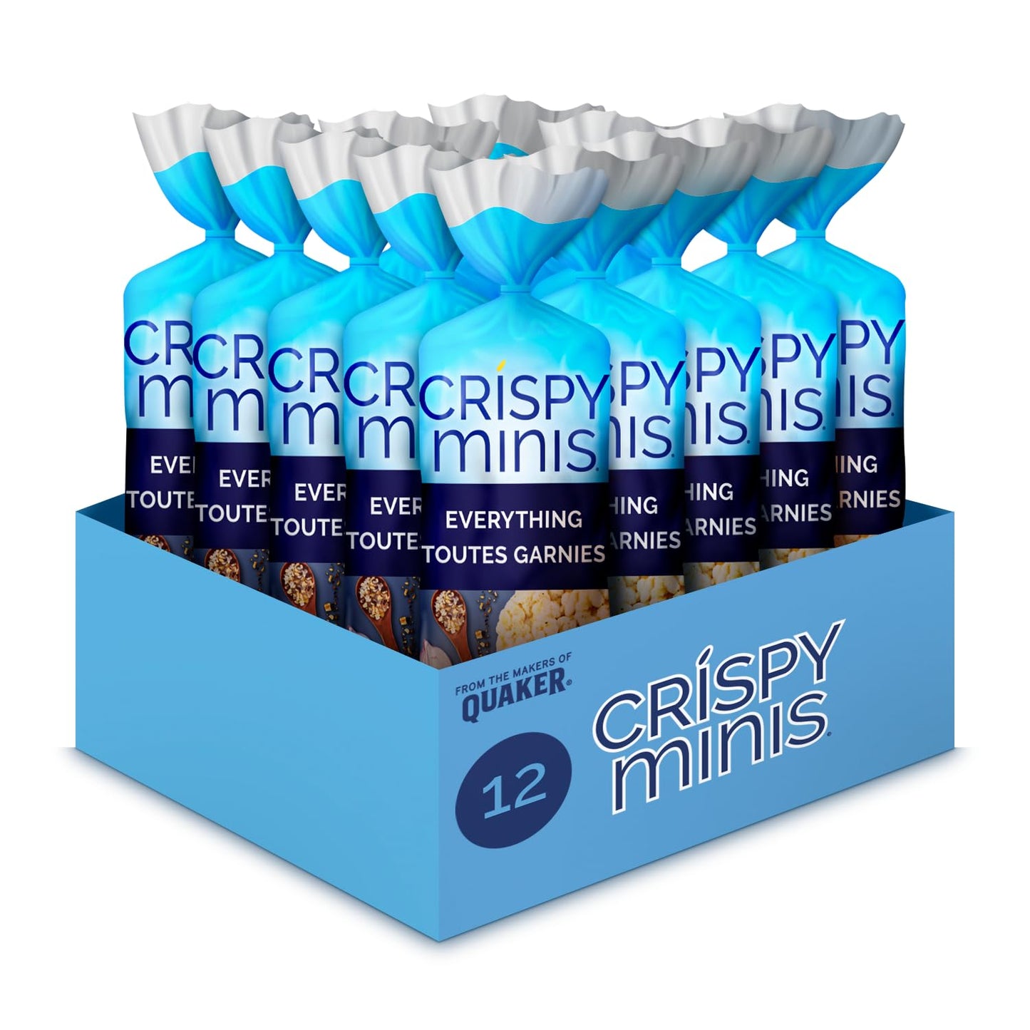 Quaker Crispy Minis White Cheddar Flavour Large Brown Rice Cakes, Multi-Pack, 140g (Pack of 12)