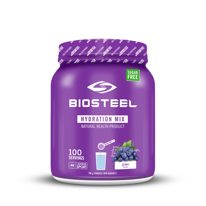 BioSteel Hydration Mix, Great Tasting Hydration with Zero Sugar, and No Artificial Flavours or Preservatives, Grape Flavour, 45 Servings per Tub