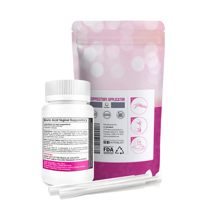 NutraBlast Boric Acid Vaginal Suppositories - 100% Pure Made in USA - Boric Life Intimate Health Support (30 Count)