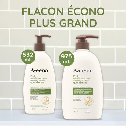 Aveeno Daily Moisturizing Lotion, Dry Skin, Non Comedogenic, Prebiotic Oat, Daily Moisturizer, Fragrance Free, 532mL
