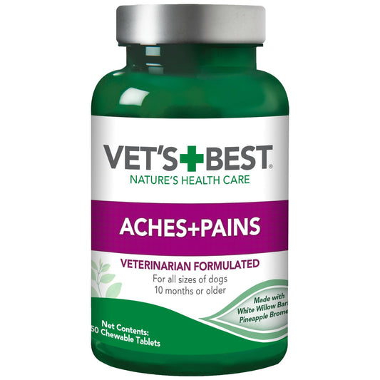 Vet’s Best Aspirin Free Aches + Pains Dog Supplement | Vet Formulated for Dog Pain Support and Joint Relief | 50 Chewable Tablets