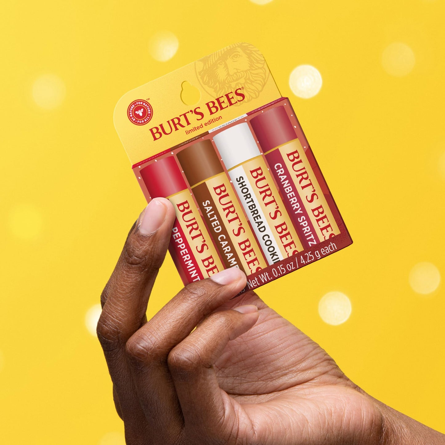 Burt's Bees Kissable Colour Gift Set, Warm Collection, 3 Lip Shimmers in Peony, Rhubarb and Fig