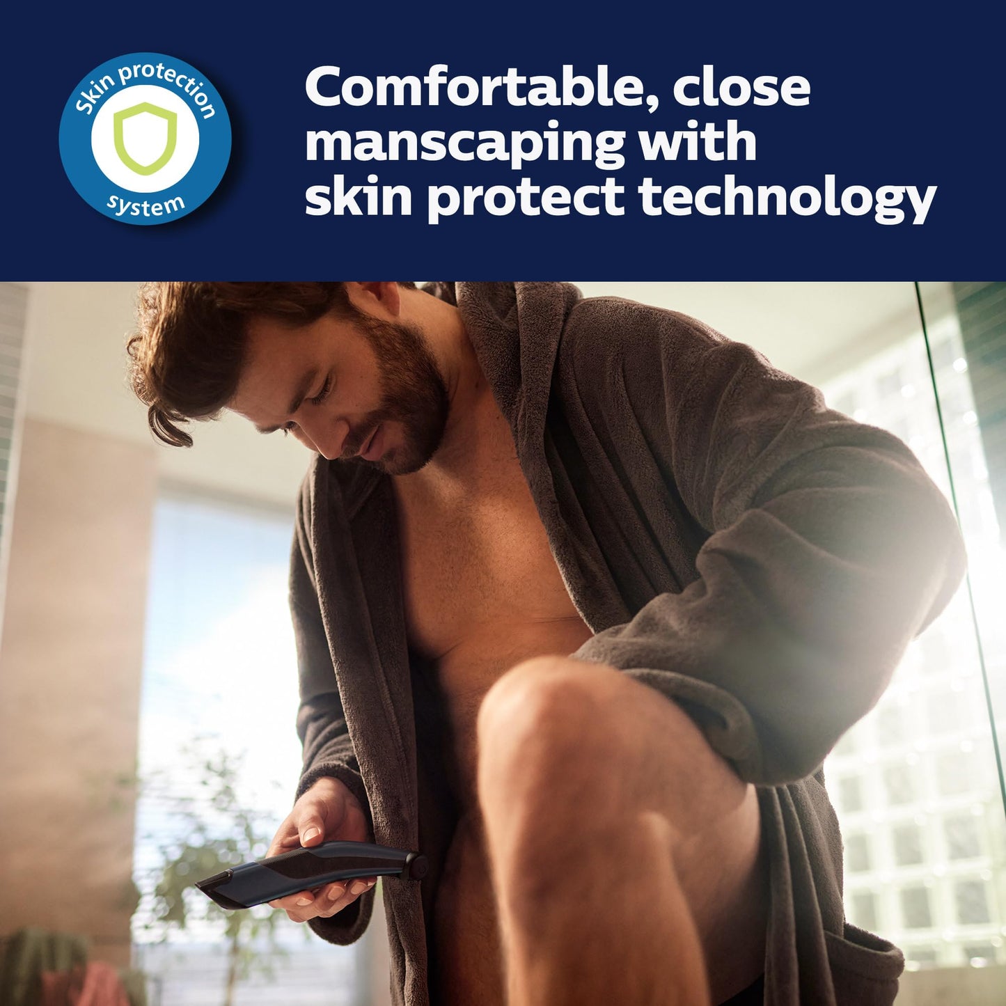 Philips Bodygroom Body & Intimate area Trimmer, Ultimate manscaping tool, removes short, long & thick hair in a single stroke with its 4 directional pivoting head. Skin protect technology, BG7025/15