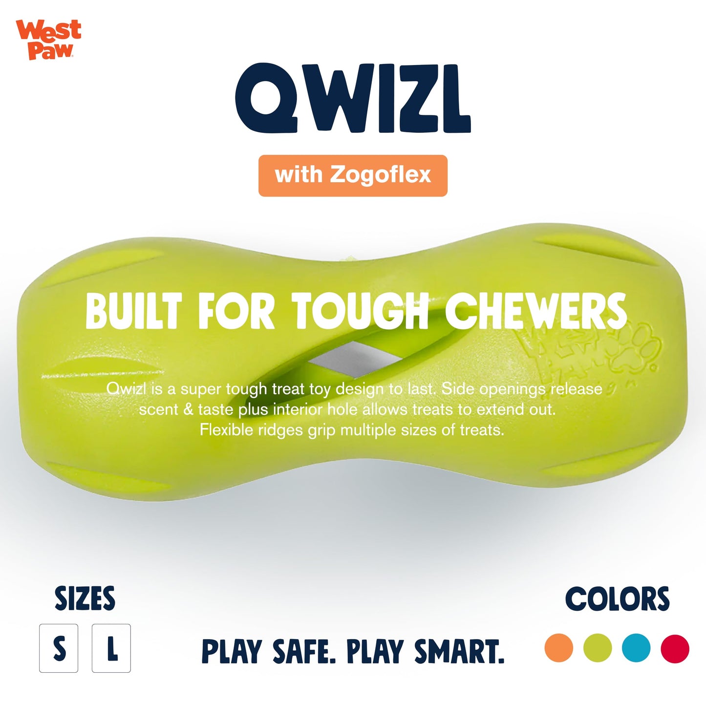 West Paw Zogoflex Qwizl Dog Puzzle Treat Toy Interactive Chew Toy for Dogs Dispenses Pet Treats Brightly-Colored Dog Puzzles for Aggressive Chewers, Fetch, Catch, Non-Toxic Small 5.5 inch , Tangerine
