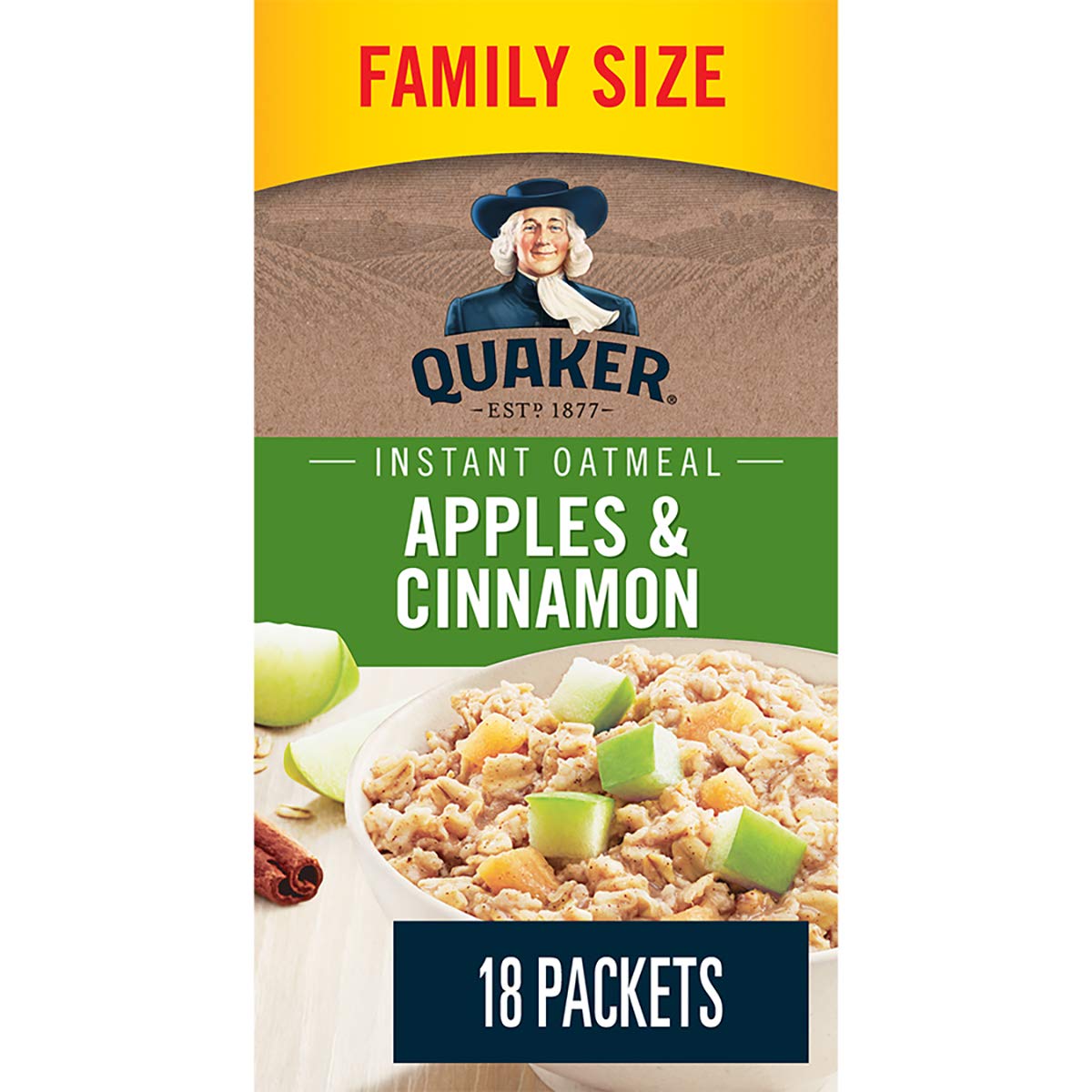 Quaker Maple & Brown Sugar Flavour Instant Oatmeal, 18 Packets, 774g