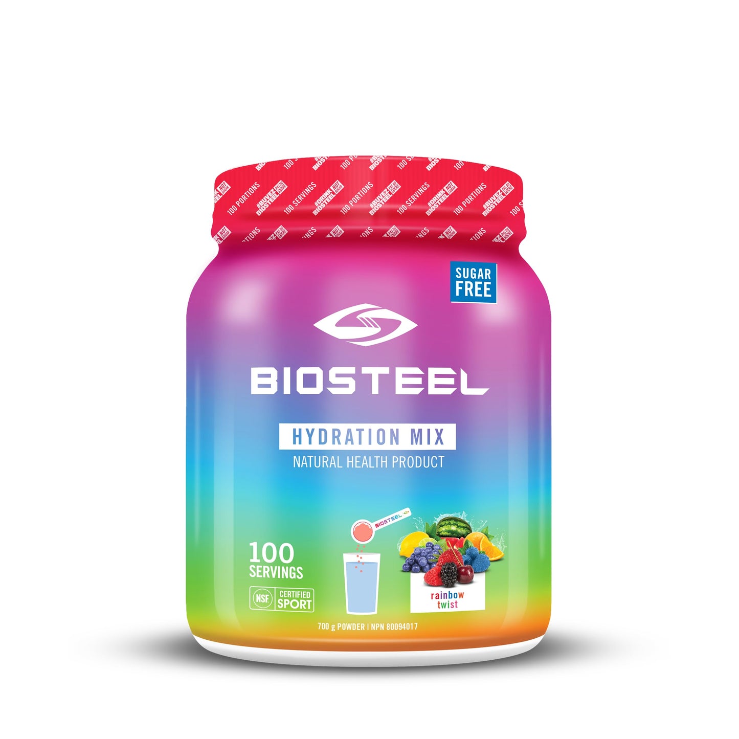 BioSteel Hydration Mix, Great Tasting Hydration with Zero Sugar, and No Artificial Flavours or Preservatives, Rainbow Twist Flavour, 20 Servings per Tub
