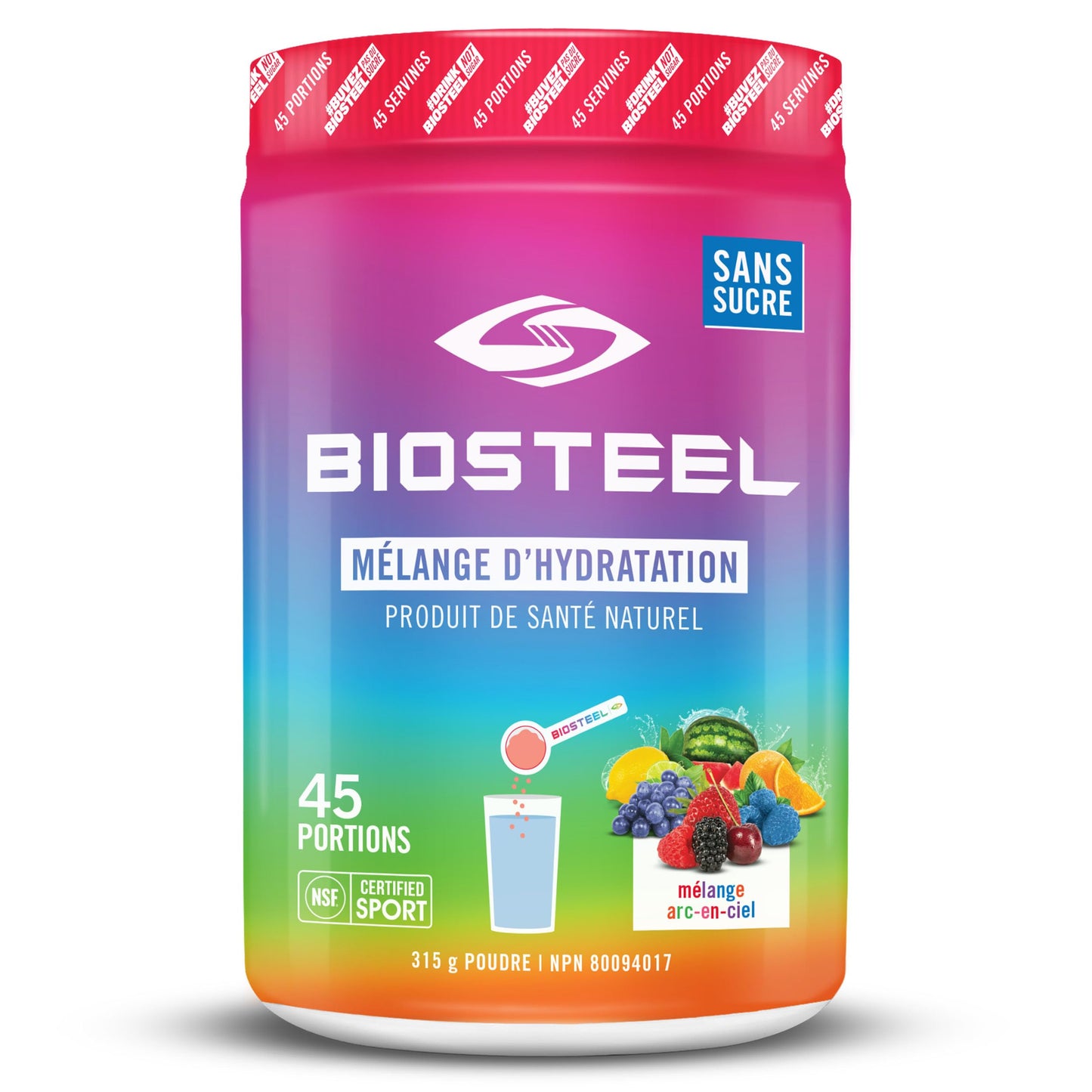 BioSteel Hydration Mix, Great Tasting Hydration with Zero Sugar, and No Artificial Flavours or Preservatives, Rainbow Twist Flavour, 20 Servings per Tub