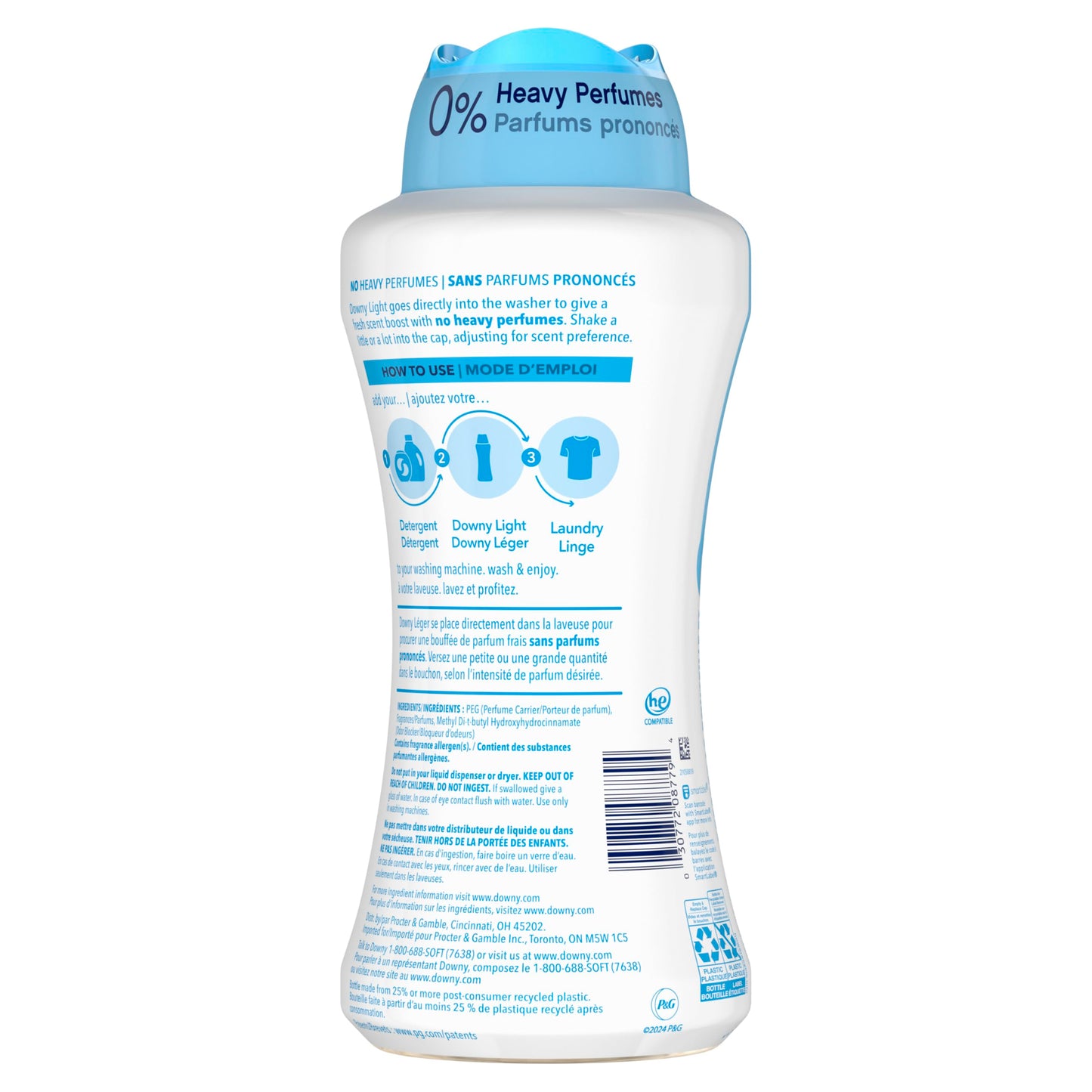 Downy Light Laundry Scent Booster Beads for Washer, Ocean Mist, 680 Grams, with No Heavy Perfumes