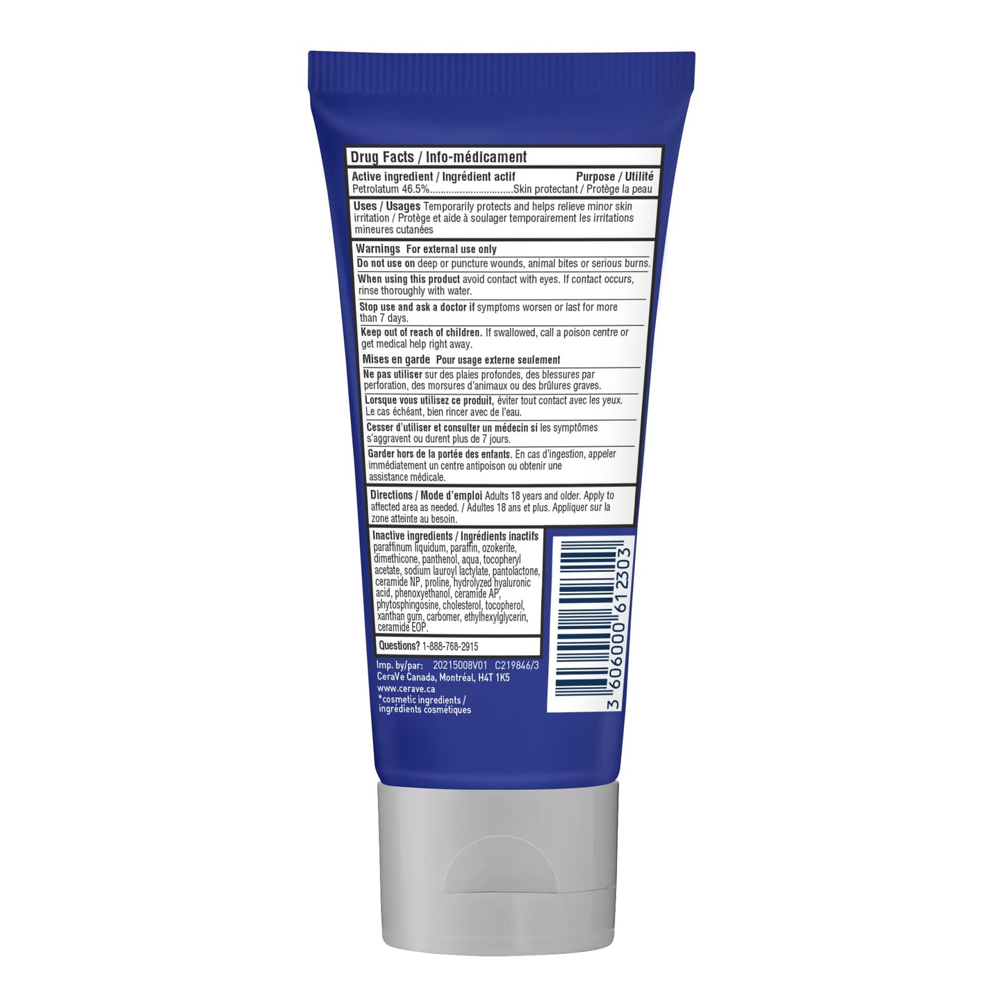 CeraVe Healing Ointment, Moisturizing Petrolatum Skin Protectant for Dry Skin with Hyaluronic Acid and Ceramides, Multi-Purpose Face, Body & Lip Balm, Lanolin-Free & Fragrance-Free, 85 g