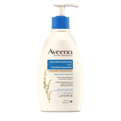 Aveeno Skin Relief Moisturizing Body Lotion With Natural Shea Butter & Triple Oat Complex, Unscented Moisturizer for Extra Dry, Itchy or Sensitive Skin, Fragrance Free, 975mL
