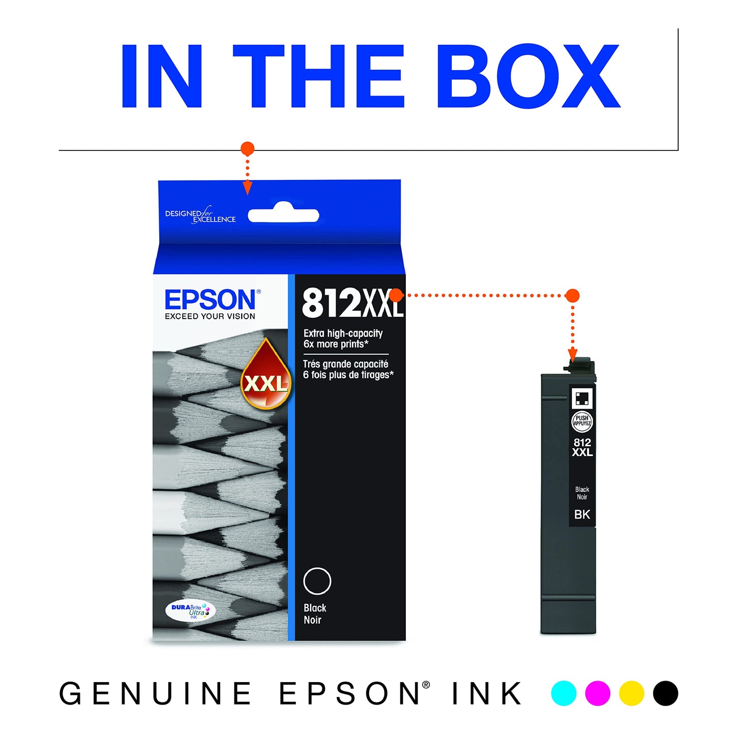 Epson T812 High Capacity Black and Standard Capacity Colour Combo (CMY) Pack Ink
