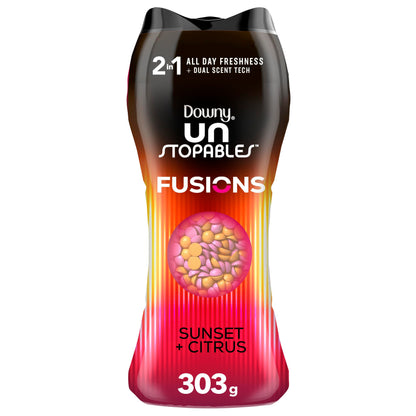Downy Unstopables Fusions In-Wash Laundry Scent Booster Beads, Sunset and Citrus Scent, 2-in-1 All Day Freshness, 598 Grams