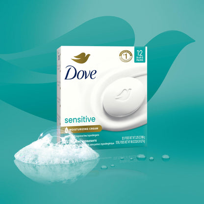 Dove Beauty Bar More Moisturizing Than Bar Soap for Softer Skin, Fragrance Free, Hypoallergenic Sensitive Skin With Gentle Cleanser 1272g (Pack of 12)