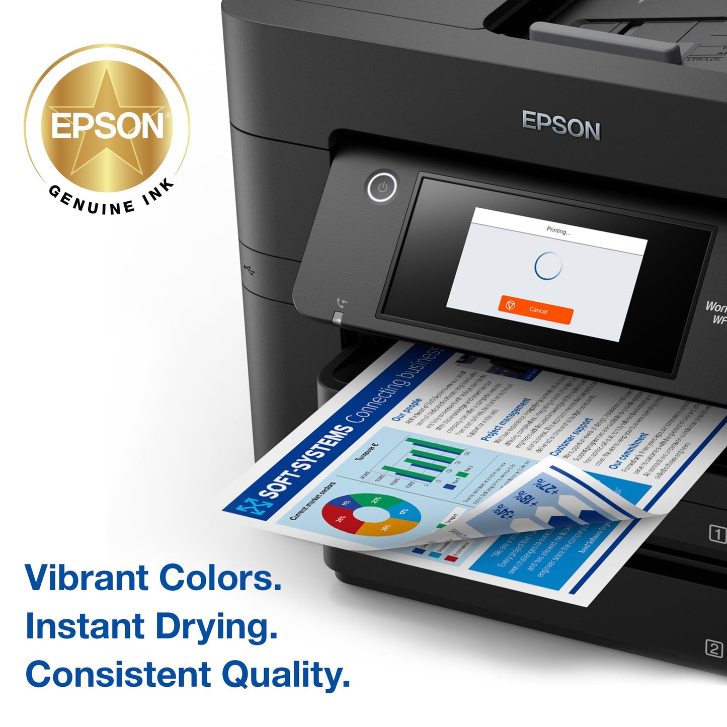 EPSON 822 DURABrite Ultra Ink High Capacity Black & Standard Colour Cartridge Combo Pack (T822XL-BCS) Works with Workforce Pro WF-3820, WF-3823, WF-4820, WF-4830, WF-4833, WF-4834
