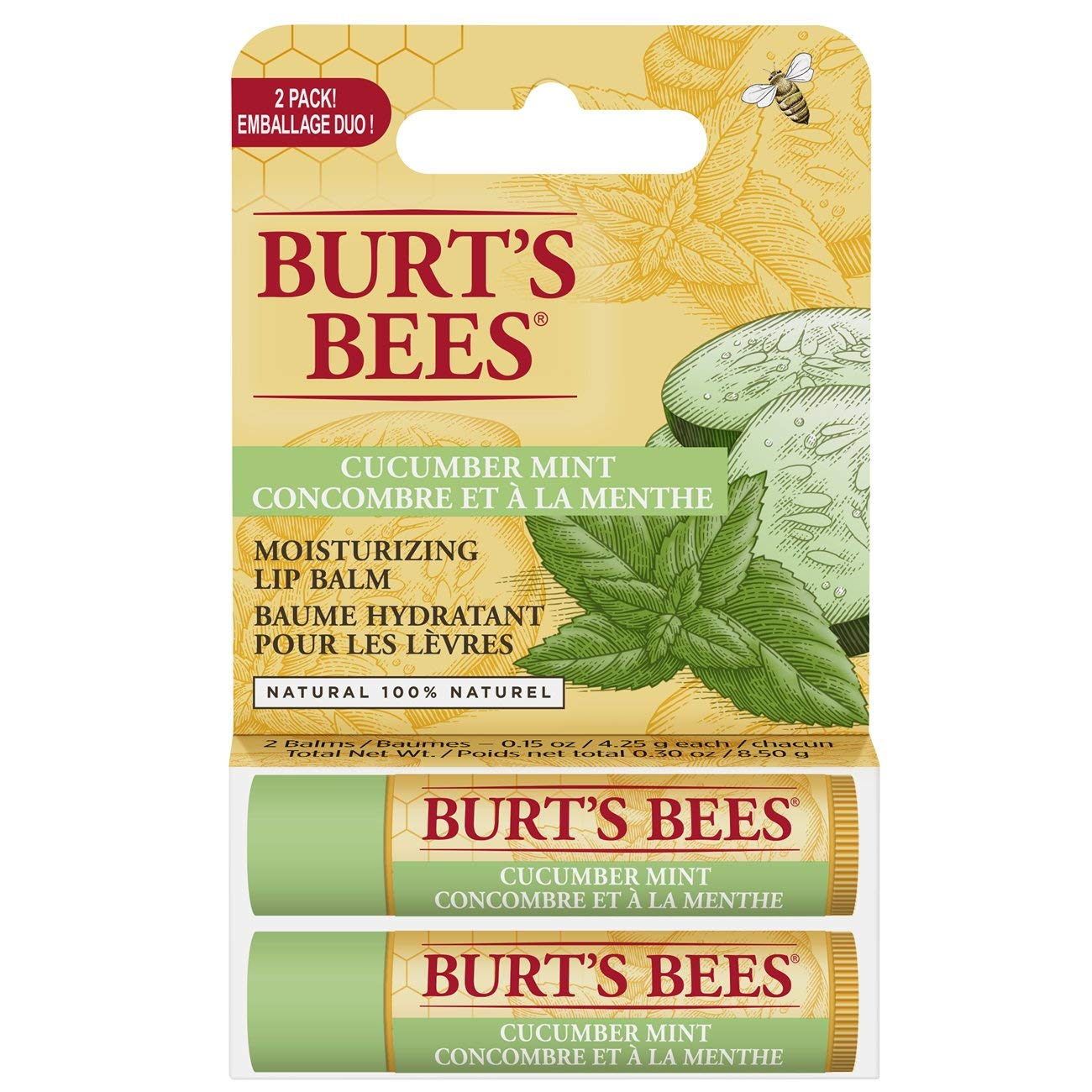 Burt's Bees Hydrating Lip Balm for Dry Chapped and Cracked Lips 100% Natural Origin, Ultra Conditioning with Kokum Butter, Shea Butter, and Cocoa Butter, Unscented, 2 Tubes