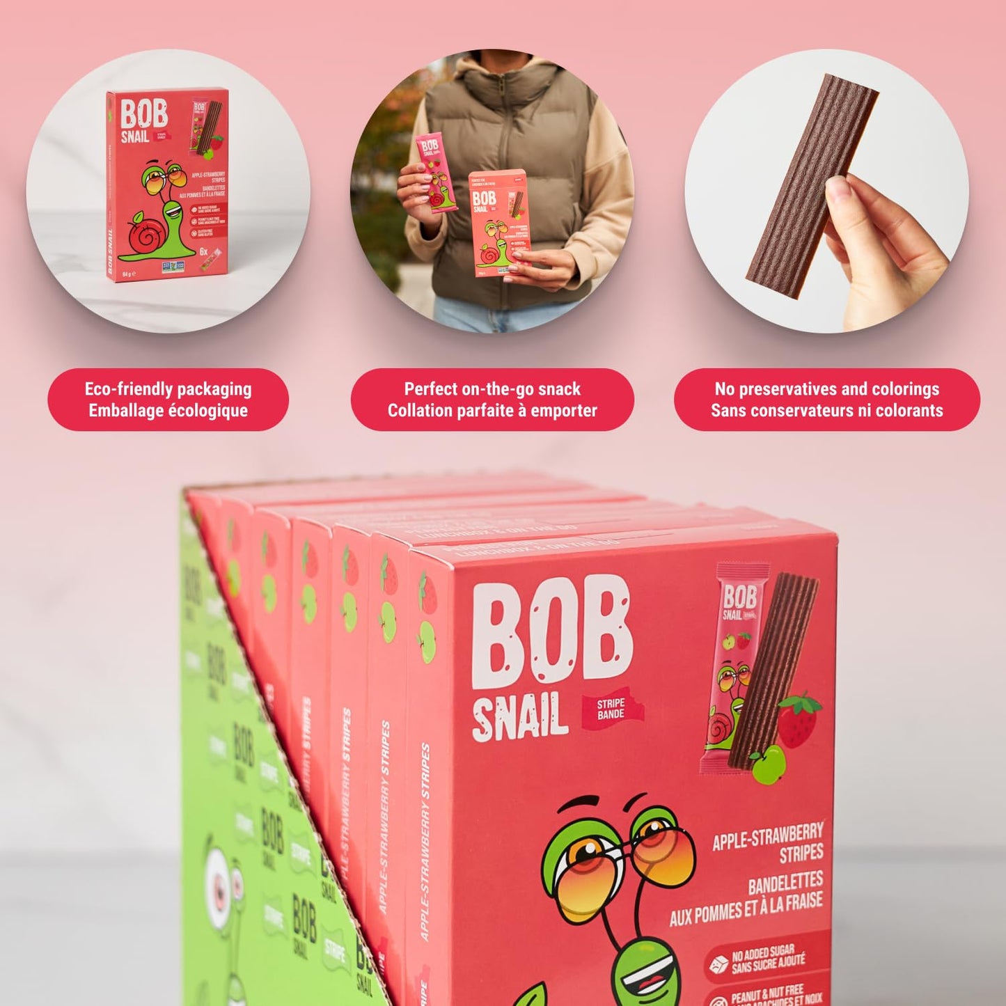 Bob Snail Fruit Leather Sweet & Sour Family Pack - Nut free fruit Roll Ups with Dried Mango,Sour Cherry & Blackcurrant, Candy box Fruit Snacks, All Natural Healthy Snacks for kids, Sugar Free sour Candy, 42 pcs Pack / 588 gram candy bulk (Exotic Mix)