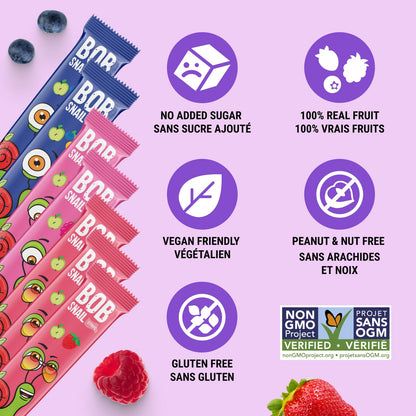 Bob Snail Fruit Leather Sweet & Sour Family Pack - Nut free fruit Roll Ups with Dried Mango,Sour Cherry & Blackcurrant, Candy box Fruit Snacks, All Natural Healthy Snacks for kids, Sugar Free sour Candy, 42 pcs Pack / 588 gram candy bulk (Exotic Mix)