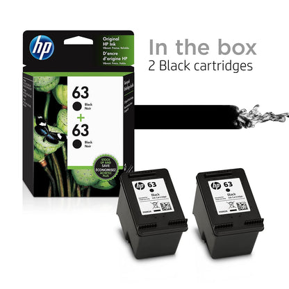 HP 63XL Black High-yield Ink Cartridge | Works with HP DeskJet 1112, 2130, 3630 Series; HP ENVY 4510, 4520 Series; HP OfficeJet 3830, 4650, 5200 Series | Eligible for Instant Ink | F6U64AN