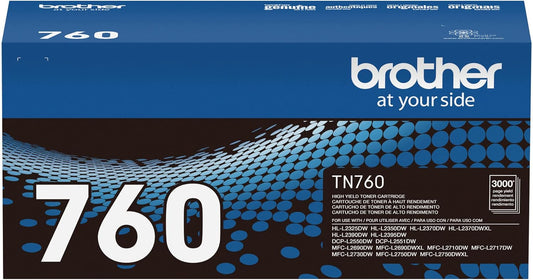 Brother Genuine TN760 Black High Yield Toner Cartridge for Use with Brother DCP-L2550DW, HL-L2350DW, HL-L2370DW, HL-L2370DWXL, HL-L2390DW, HL-L2395DW, MFC-L2710DW, MFC-L2750DW, MFC-L2750DWXL