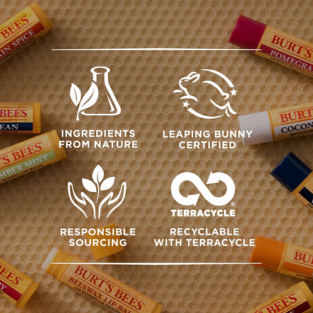 Burt's Bees Kissable Colour Gift Set, Warm Collection, 3 Lip Shimmers in Peony, Rhubarb and Fig