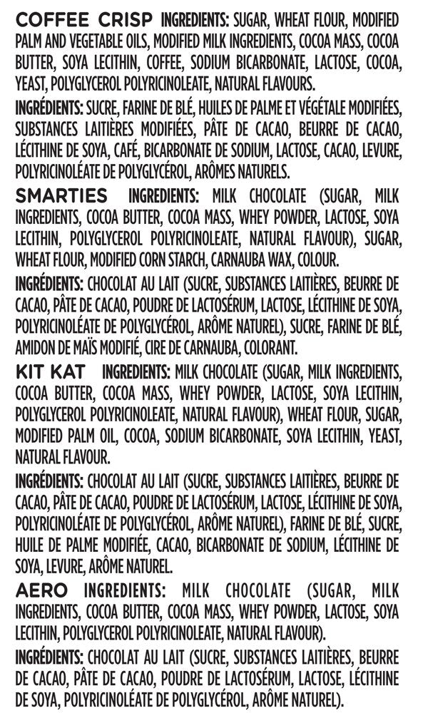 Nestle Mini Assorted Chocolate & Candy - KITKAT, Coffee Crisp, Aero, Smarties - 505 g (Pack of 50 Mini Bars)