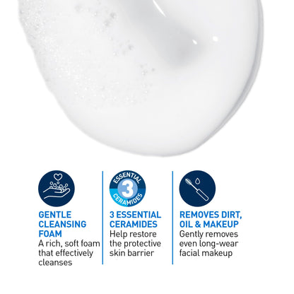 CeraVe Hydrating Cream-to-Foam Face Cleanser, One-Step Face Wash With Hyaluronic Acid & Amino Acid Complex, Gently Cleanses Skin, Non-Comedogenic, Fragrance-Free, Normal to dry skin, 562mL