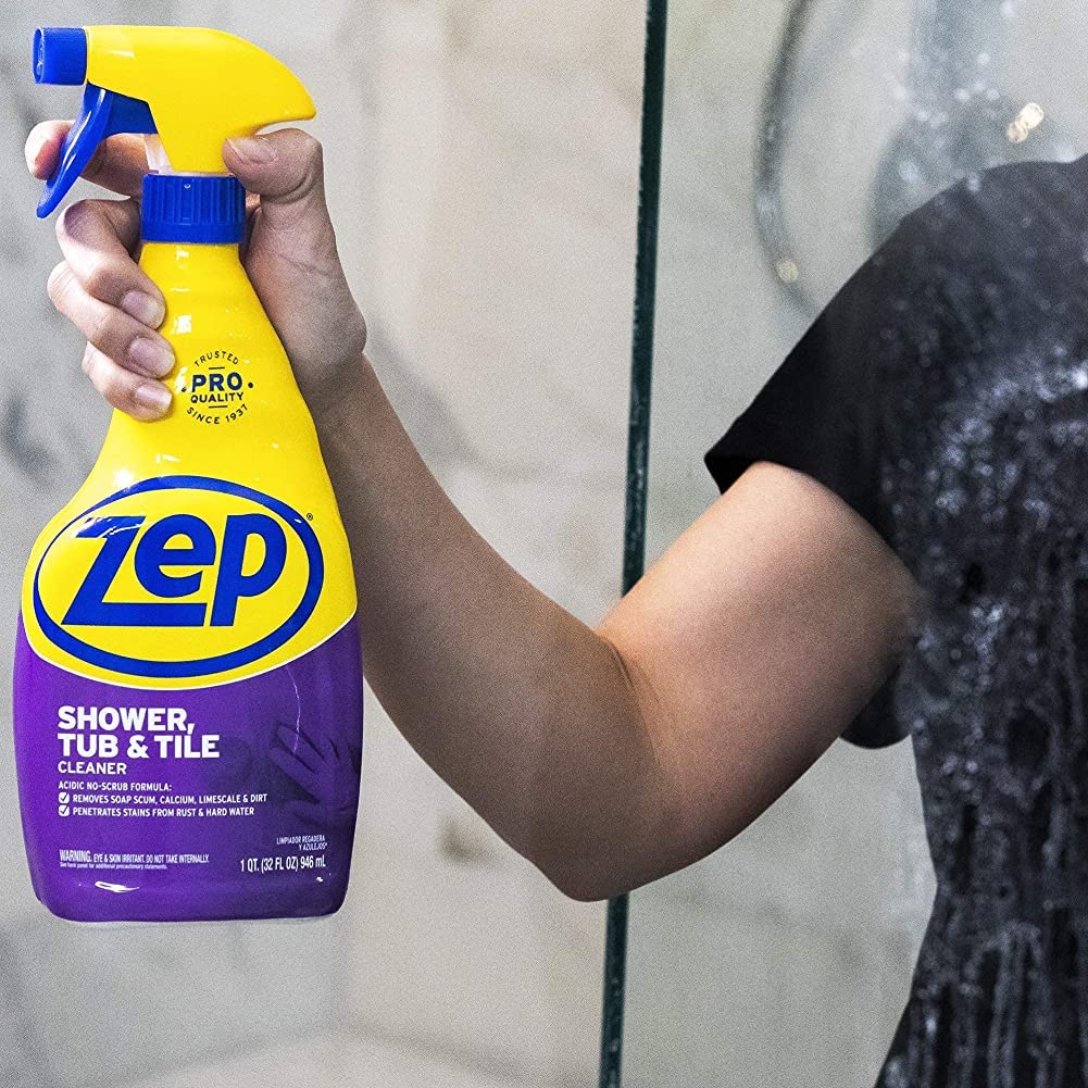 Zep Shower Tub and Tile Cleaner 32 Ounce ZUSTT32 (Case of 4) - No Scrub Pro Formula Breaks up Tough Buildup on Contact