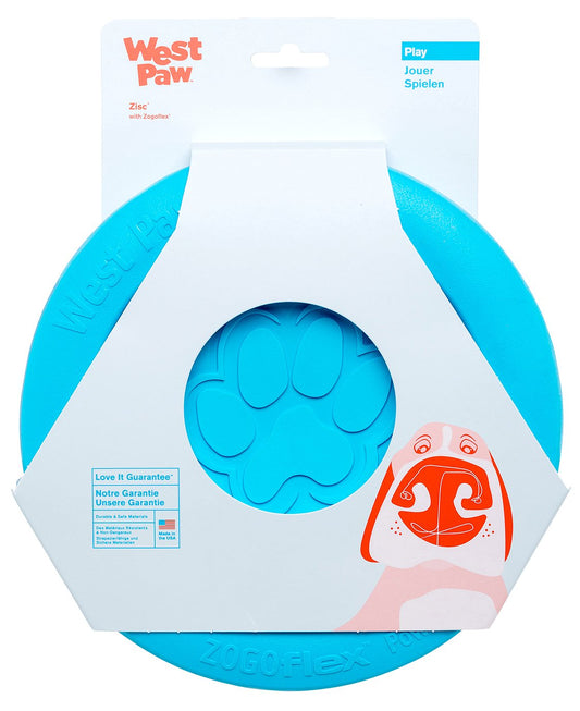West Paw Zogoflex Zisc Dog Flying Disc, High Flying Aerodynamic Disc for Dogs Puppy – Lightweight, Floatable Disc for Fetch, Tug of War, Catch, Play – Doubles as Food/Water Bowl, Large 8.5", Aqua
