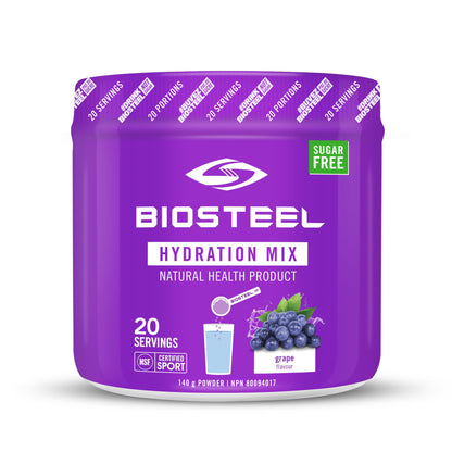 BioSteel Hydration Mix, Great Tasting Hydration with Zero Sugar, and No Artificial Flavours or Preservatives, Grape Flavour, 45 Servings per Tub