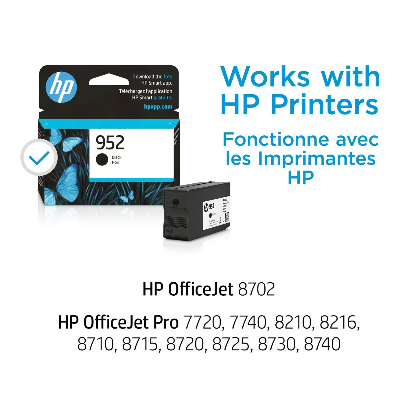 Original HP 952 Cyan, Magenta, Yellow Ink Cartridges (3-pack) | Works with HP OfficeJet 8702, HP OfficeJet Pro 7720, 7740, 8210, 8710, 8720, 8730, 8740 Series | Eligible for Instant Ink | N9K27AN