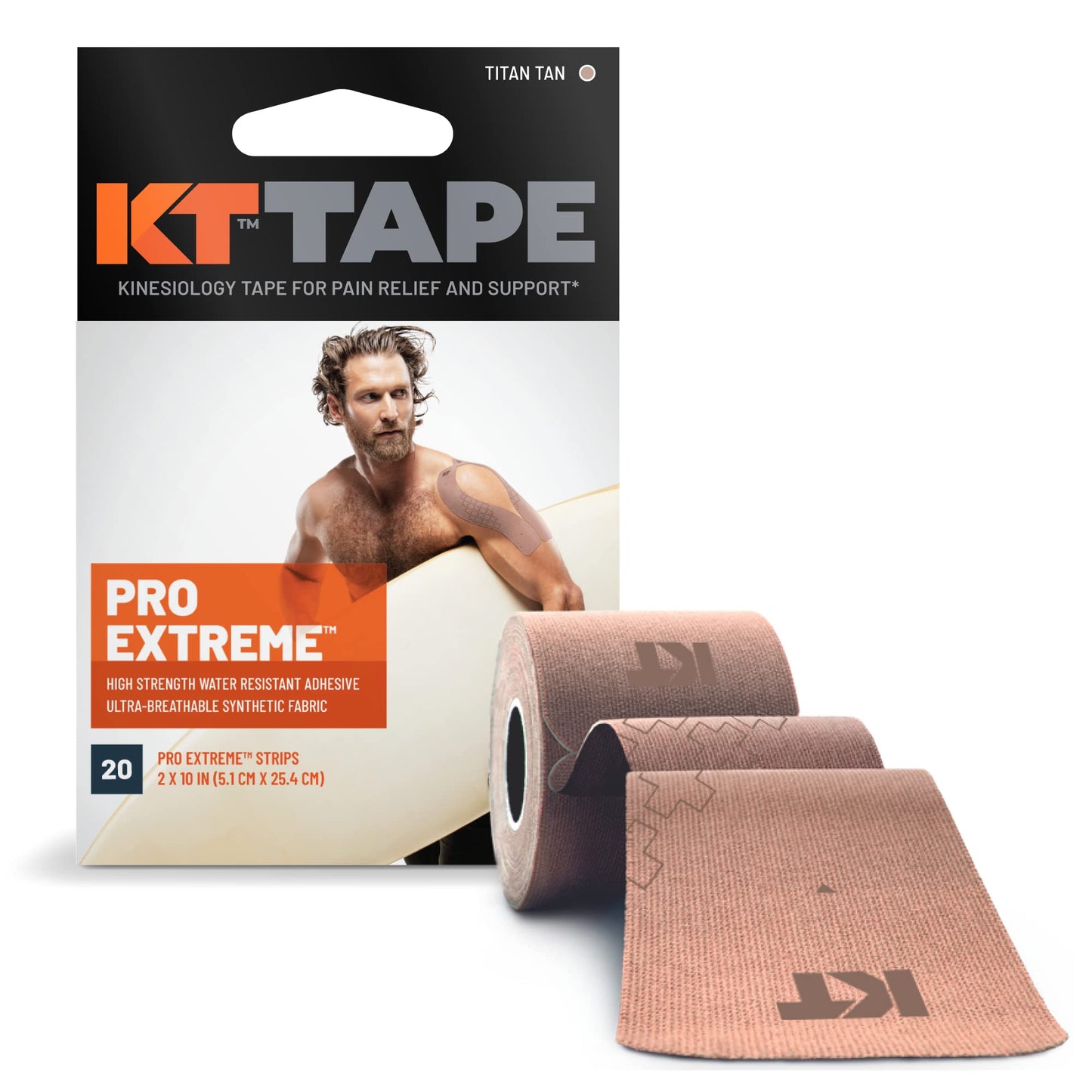KT Tape PRO Extreme 20 Strip 10"Precut Titan Tan