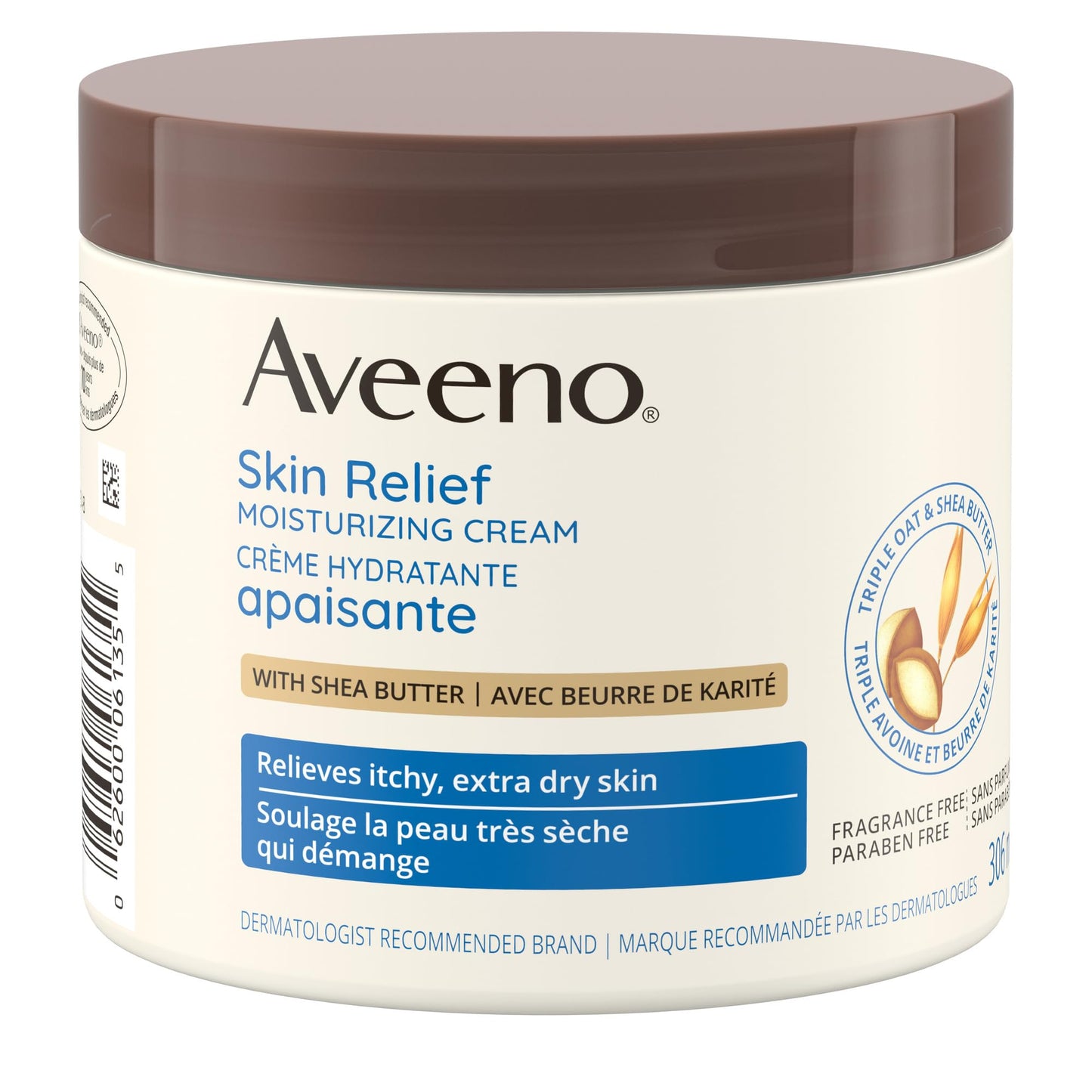 Aveeno Body Cream, Intense Relief and Moisture Repair for Dry and Itchy Skin, Unscented Moisturizer, 306 mL