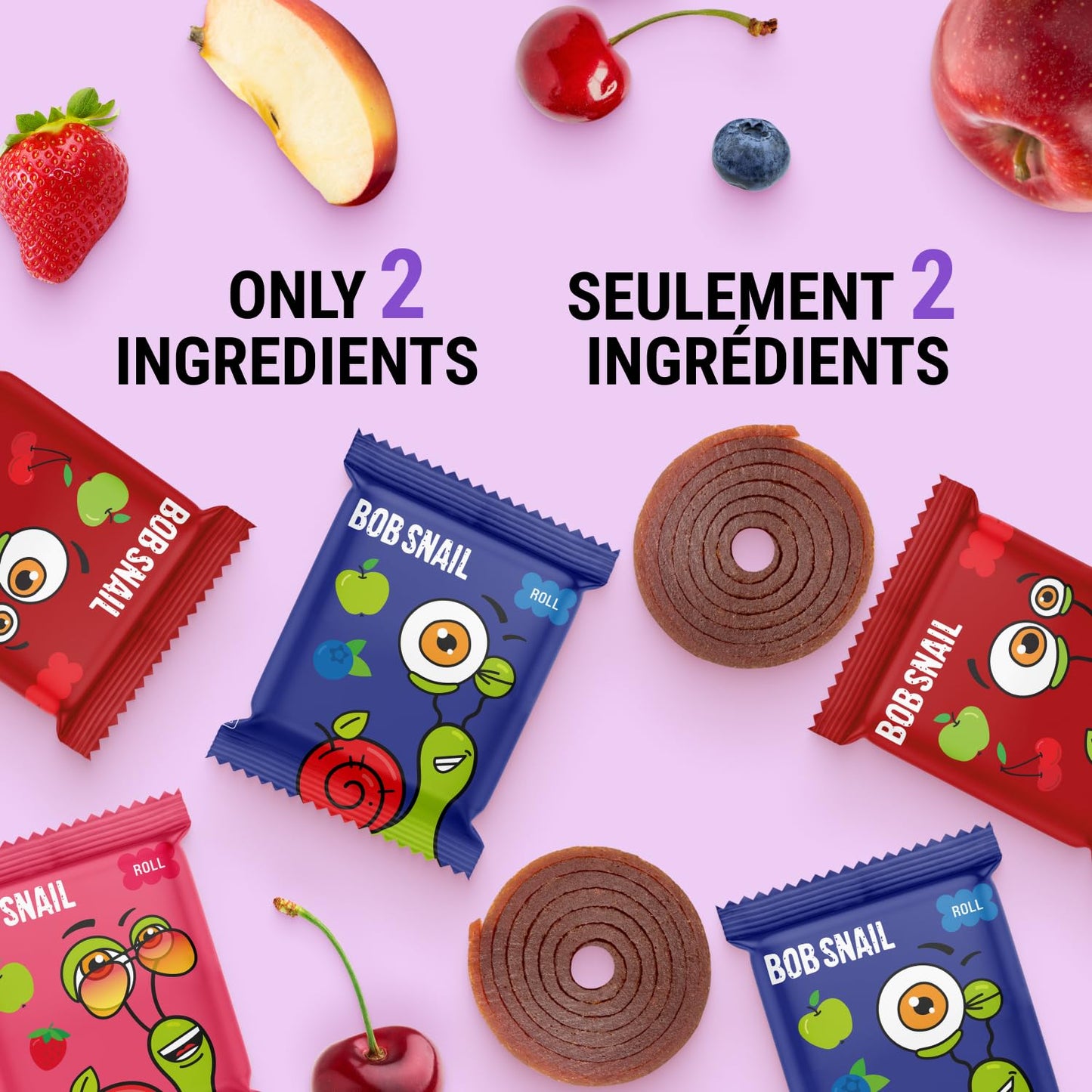 Bob Snail Healthy Snacks Berry Mix Family Pack - Nut free fruit Rolls with Blueberry, Raspberry & Strawberry, Candy box Fruit Snacks, All Natural Healthy Snacks for kids, No Added Sugar sour Candy, 80 pcs Pack / 800 gram candy bulk (Blueberry, Raspberry &
