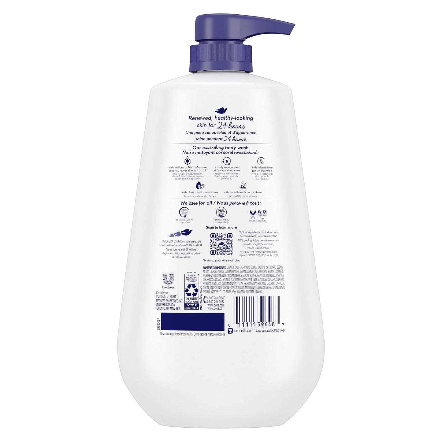 Dove Deep Moisture Body Wash with Pump, for nourishing the driest skin, 905ml (Pack of 2)