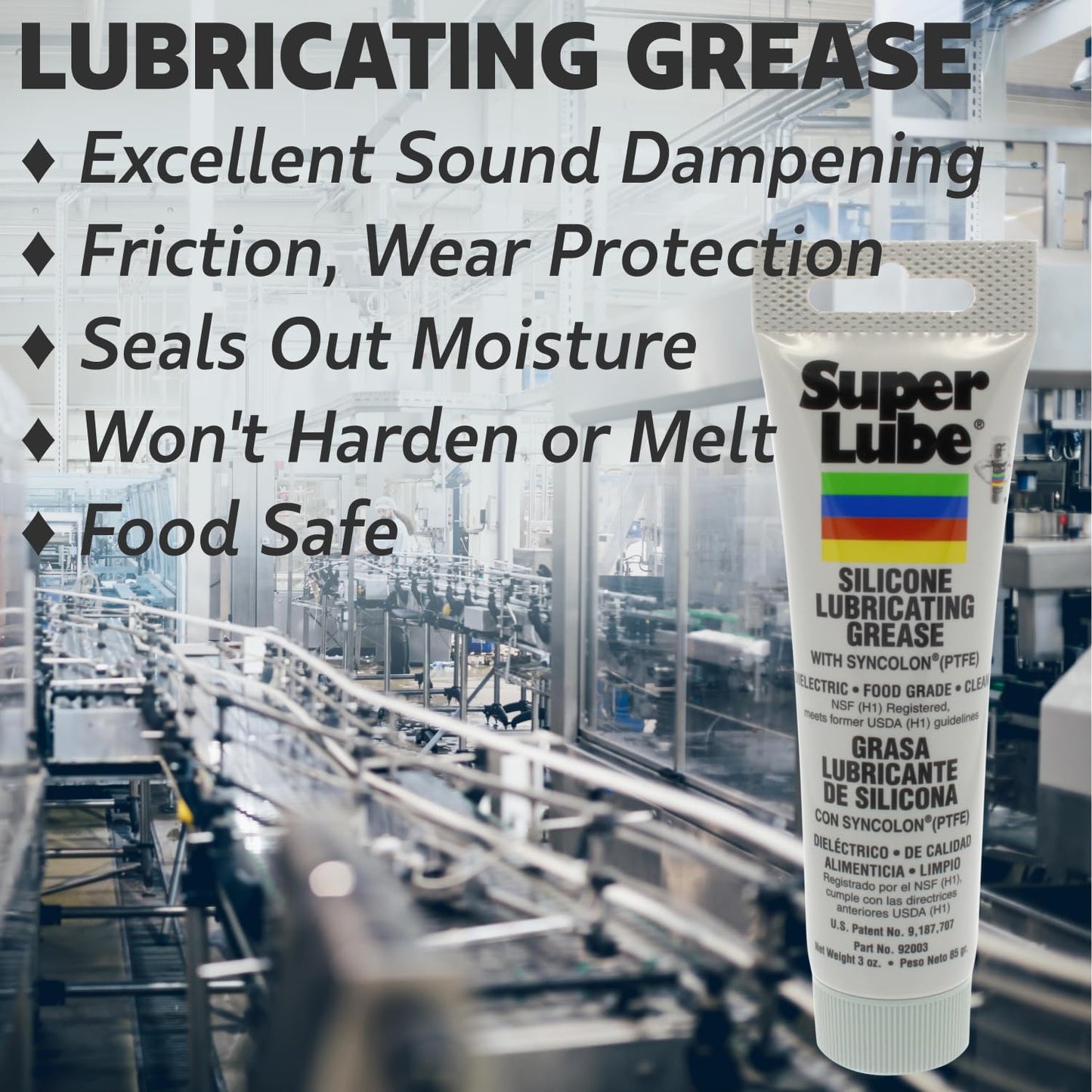 Super Lube 92003 Silicone Lubricating Grease, 3 oz Tube, White