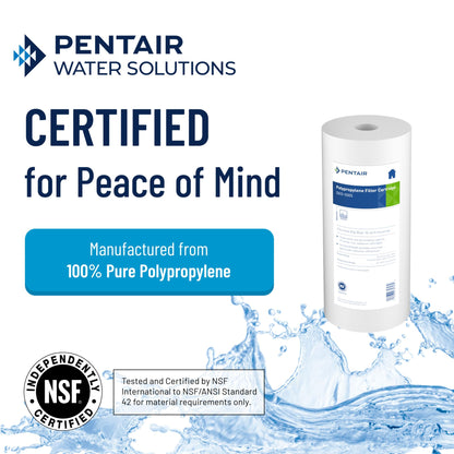 Pentair Pentek DGD-5005 Big Blue Water Filter, 10-Inch Whole House Sediment Filter Cartridge Replacement, Dual-Gradient Density Spun Polypropylene, 10" x 4.5", 5 Micron, Pack of 8