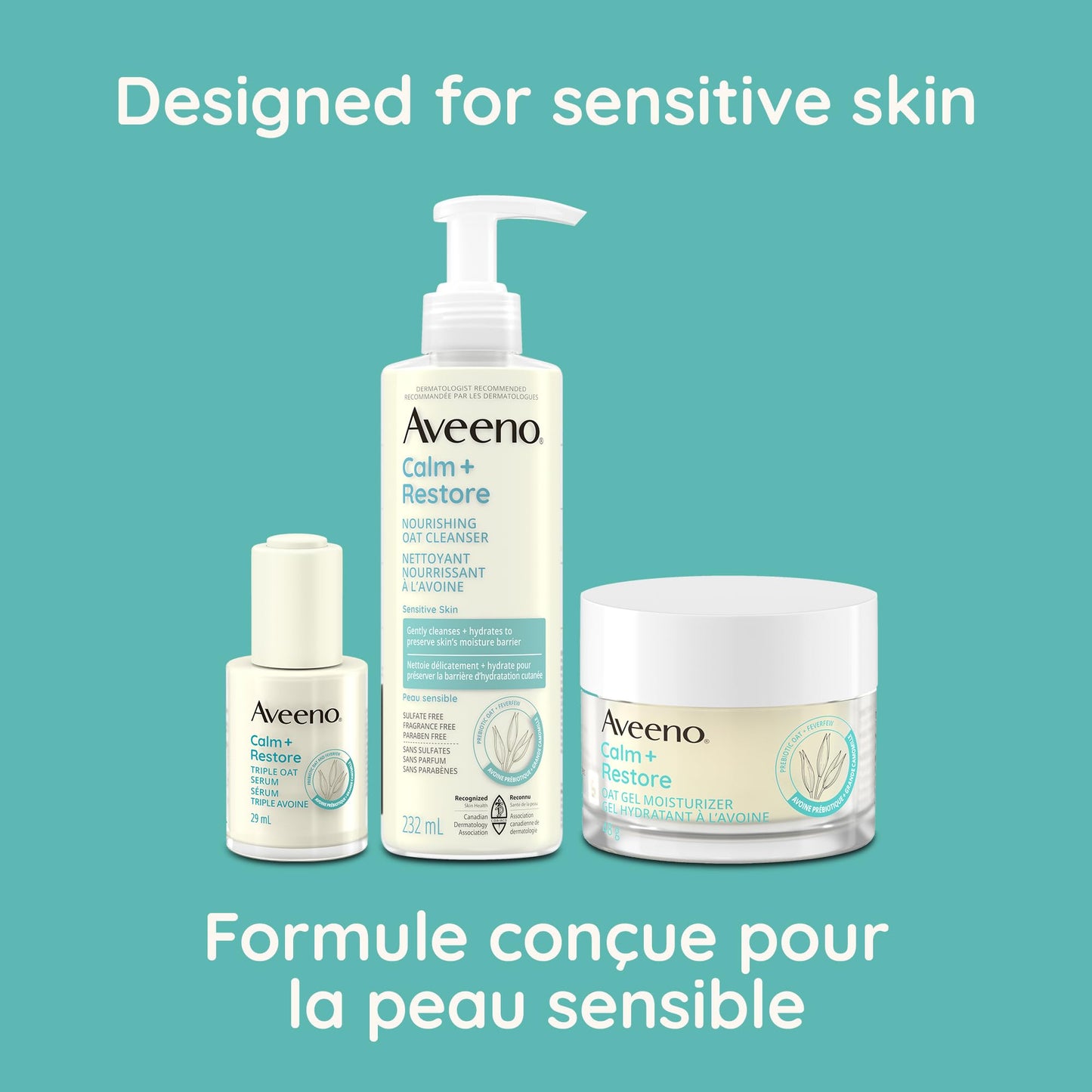Aveeno Calm and Restore Oat Gel Facial Moisturizer for Sensitive Skin, Lightweight Gel Cream Face Moisturizer with Prebiotic Oat and Feverfew, Hypoallergenic, Fragrance and Paraben-free, 48 Grams