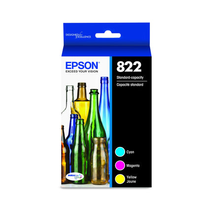 EPSON 822 DURABrite Ultra Ink Standard Capacity Cartridge Combo Pack (T822520-S) Works with WorkForce Pro WF-3820, WF-3823, WF-4820, WF-4830, WF-4833, WF-4834, Color - Cyan, Magenta, Yellow Jaune