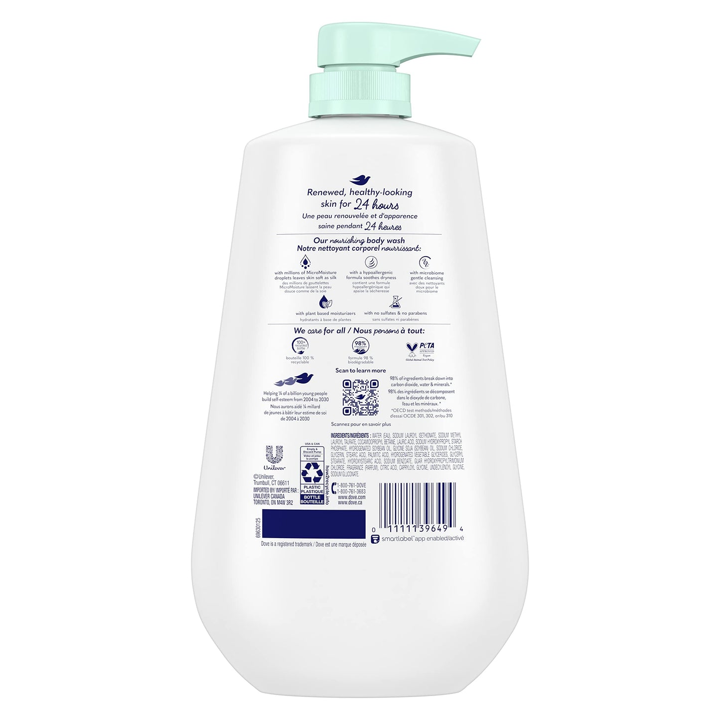 Dove Deep Moisture Body Wash with Pump, for nourishing the driest skin, 905ml (Pack of 2)