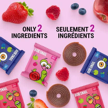 Bob Snail Healthy Snacks Berry Mix Family Pack - Nut free fruit Rolls with Blueberry, Raspberry & Strawberry, Candy box Fruit Snacks, All Natural Healthy Snacks for kids, No Added Sugar sour Candy, 80 pcs Pack / 800 gram candy bulk (Blueberry, Raspberry &