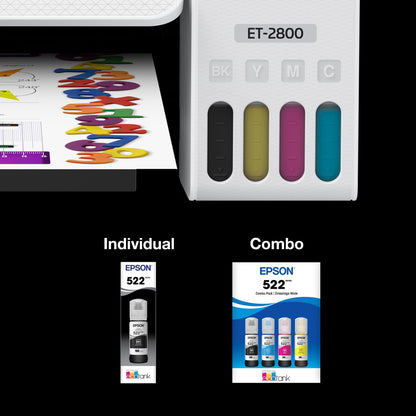 EPSON 522 EcoTank Ink Ultra-high Capacity Bottle Colour Combo Pack (T522520-S) Works with EcoTank ET-2400, ET-2720, ET-2800, ET-2803, ET-2840, ET-4700, ET-4800, ET-4810