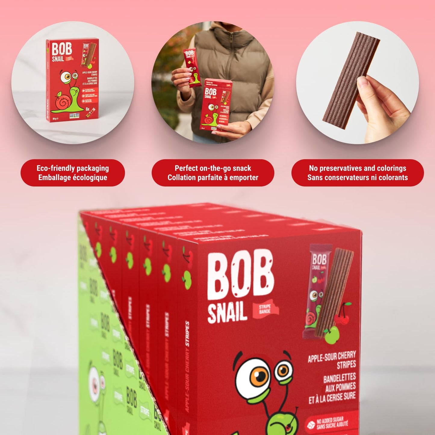 Bob Snail Fruit Leather Sweet & Sour Family Pack - Nut free fruit Roll Ups with Dried Mango,Sour Cherry & Blackcurrant, Candy box Fruit Snacks, All Natural Healthy Snacks for kids, Sugar Free sour Candy, 42 pcs Pack / 588 gram candy bulk (Exotic Mix)