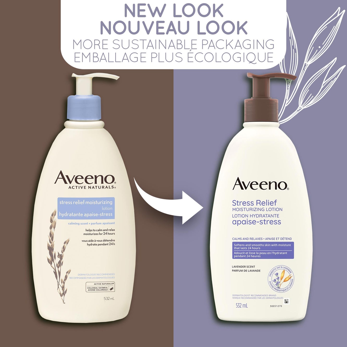 Aveeno Stress Relief Moisturizing Body Lotion with Ylang Ylang and Lavender, Dry and Sensitive Skin Moisturizer, 532 ML