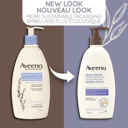 Aveeno Stress Relief Moisturizing Body Lotion with Ylang Ylang and Lavender, Dry and Sensitive Skin Moisturizer, 532 ML