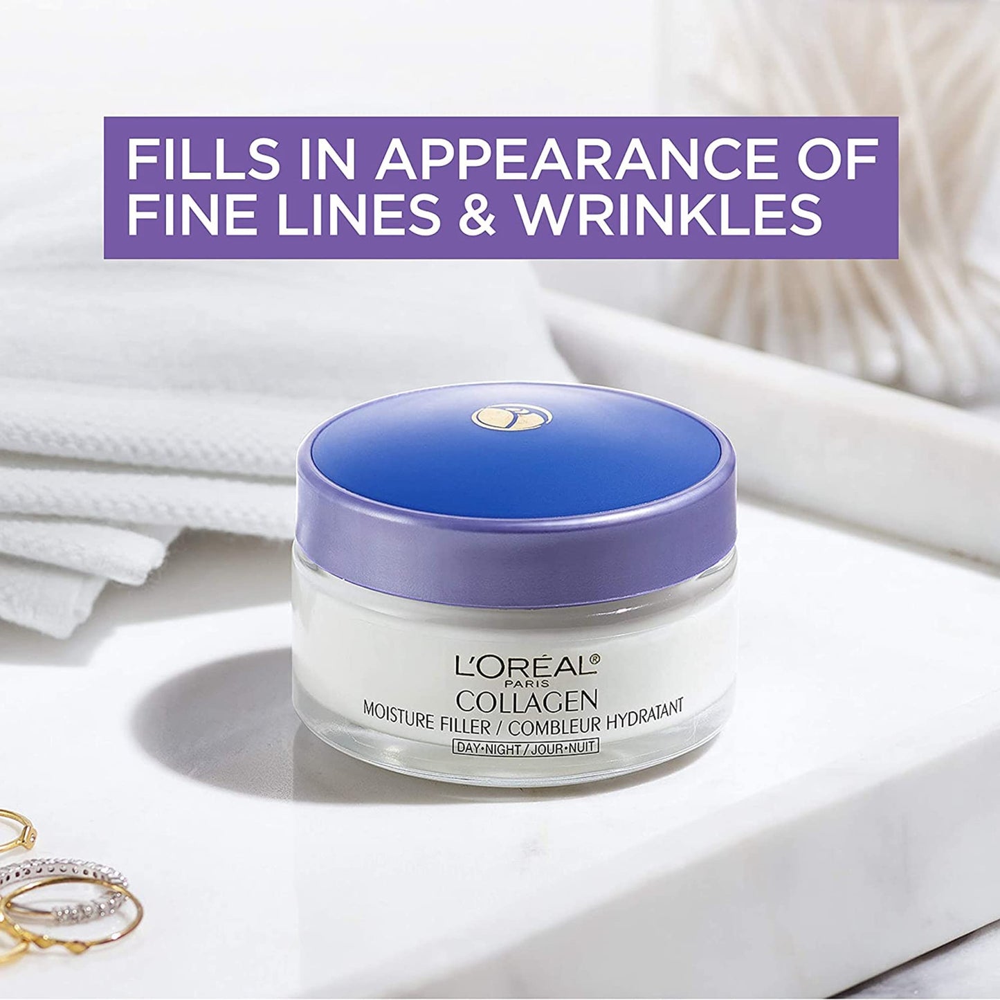 L’Oréal Paris Day and Night Moisturizer Cream, Collagen Moisture Filler Skincare, Hydrating Cream for Face, Neck and Chest to Smooth Skin and Reduce Look of Wrinkles, 50 ml