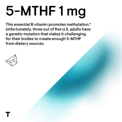 Thorne 5-MTHF 1 mg Folate - Active Vitamin B9 Folate Supplement - 60 Capsules