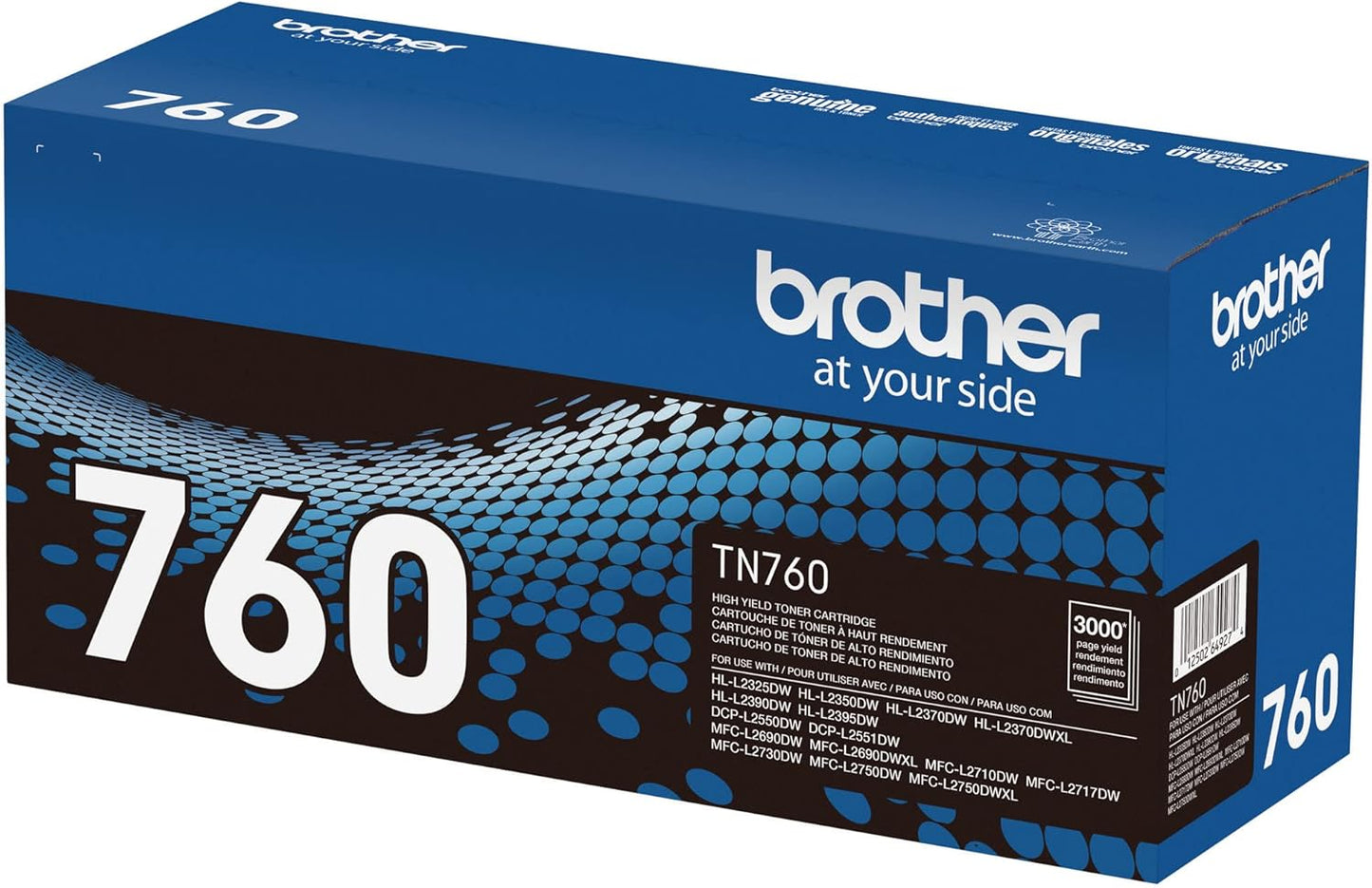 Brother Genuine TN760 Black High Yield Toner Cartridge for Use with Brother DCP-L2550DW, HL-L2350DW, HL-L2370DW, HL-L2370DWXL, HL-L2390DW, HL-L2395DW, MFC-L2710DW, MFC-L2750DW, MFC-L2750DWXL